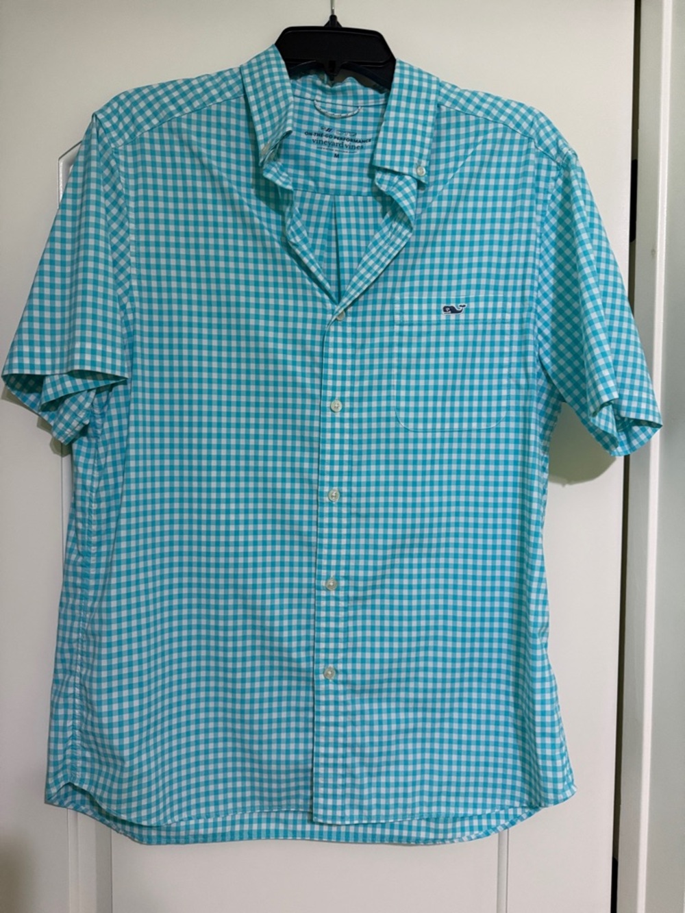 Vineyard Vines Teal Gingham Short-Sleeve Button-Down Shirt